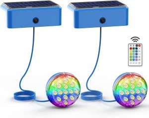 Creative 1แพ็คไฟสำหรับสระน้ำใต้น้ำพลังงานแสงอาทิตย์ Lampu Tenaga Surya สระว่ายน้ำพร้อมรีโมทคอนโทรลกันน้ำ IP68โหมดจับเวลาไฟสำหรับสระน้ำสำหรับสระว่ายน้ำเหนือในสระน้ำบ่อน้ำ