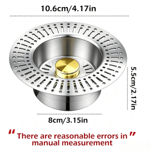 Universal Pop‑Up Sink Drain Core 304 Stainless Steel Sink Strainer Stopper Penapis Sinki Dapur Anti‑Clogging Wash Basin Water Plug Accessory