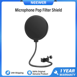 NEEWER Professional Microphone Pop Filter Shield Dual Layered Wind Pop Screen with Flexible 360 Degree Gooseneck Clip Stabilizing Arm