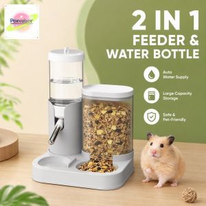 2 In 1 Hamster Automatic Feeder Water Bottle Set Small Pet Drinking Dispenser Space Saving Leak Proof Non Toxic Easy Clean