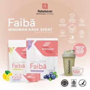 Rebelution Faiba Minuman Kaya Serat Anti Aging Diet & Detoks Lemon/Blueberry Grape Bundle 2 Pouch 12 + 5 Stick