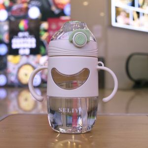 Botol Minum Anak Gagang Sedotan Motif Smile Model Terbaru 420ml BPA FREE 2678