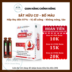 Gel uống bổ sung sắt dạng nước FE FOLIC NATUAL NCP Hỗ trợ tạo máu giảm rong kinh thiếu máu - Gói 10ml
