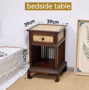 Nightstand Retro Coffee Table Side Table With Drawers And Storage Rack Wooden Bedside Table For Bedroom Living Room Hall (No need to install)