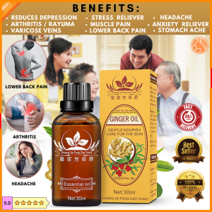 100% Natural Ginger Essential Oil for Massage Aromatherapy Lymphatic Drainage Relaxing Sleep Soothing Moisturizing 30ml All Skin Types