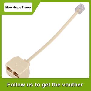 NewHopeTreee RJ11แยกโทรศัพท์6P4C อะแดปเตอร์ตัวผู้-ตัวเมีย1ตัว RJ11อุปกรณ์เสริมโทรศัพท์ตัวแยก RJ11