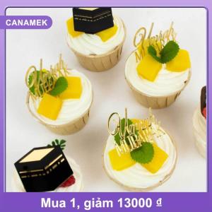 【CANAMEK】 6 cái bộ Vàng Muslim umrah mubarak Topper hajj mubarak bánh Topper Kit tráng miệng cupcakes trang trí ramadan trang trí