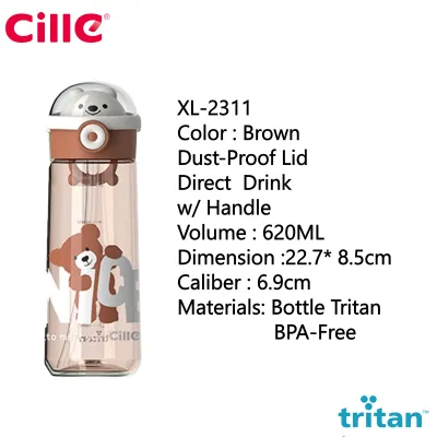 Cille Tritan Baby Child Water Bottle BPA-Free Plastic Water Bottle With Handle c/w Straw Botol Air Plastik XL-2310/2311