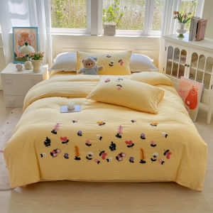 Aesthetic Floral Embroidery Bedding Set or Single Duvet Cover Skin-Friendly Breathable Duvet Covers Soft Comfortable Quilt Cover2026