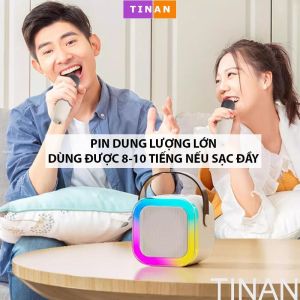 [ BỘ 1 LOA 2 MIC ] Loa bluetooth karaoke Kinyo K12 tặng kèm 2 mic và stickerloa karaoke không dây âm thanh bass hay cùng đèn led - BẢO HÀNH 1 ĐỔI 1 từ MƯỜNG THANH ROYAL