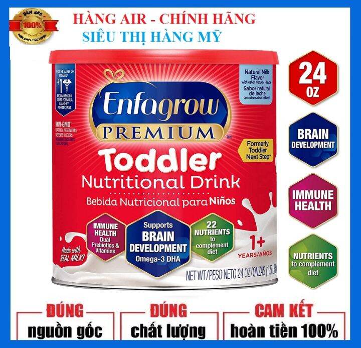 [ Hàng air, có bill ] Sữa Enfagrow Premium Toddler Nắp Đỏ 680g Nhập Mỹ - Giúp bé tăng câng, ngăn táo bón