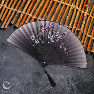 พัดจีนสวยๆขนาด8นิ้ว พัด ด้ามจับสีดำ พัดลมจิ๋ว พัดจีนเต้นรำสีสันสะดุดตาลายน่ารัก พัดจีนโบราณ