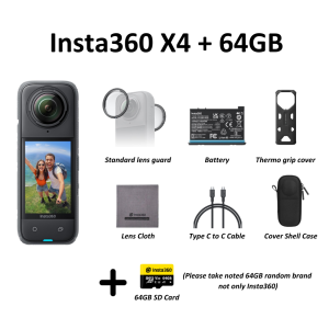 Insta360 X4 Ultimate 8K Active HDR Waterproof 360° Action Camera with Integrated Microphone & Flip-Up Screen