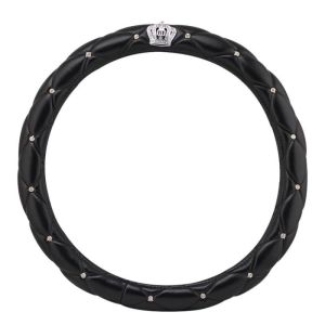 Bọc vô lăng đính đá vương miện chất liệu da cao cấp ( phù hợp nhiều dòng xe cỡ 38cm)