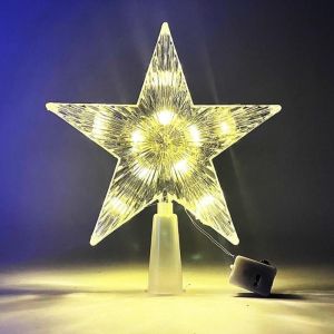 MANKA Five-pointed Star Christmas Tree Top Star Glowing Shining Christmas Tree Ornaments Xmas Colorful LED Stars Christmas Tree Decoration