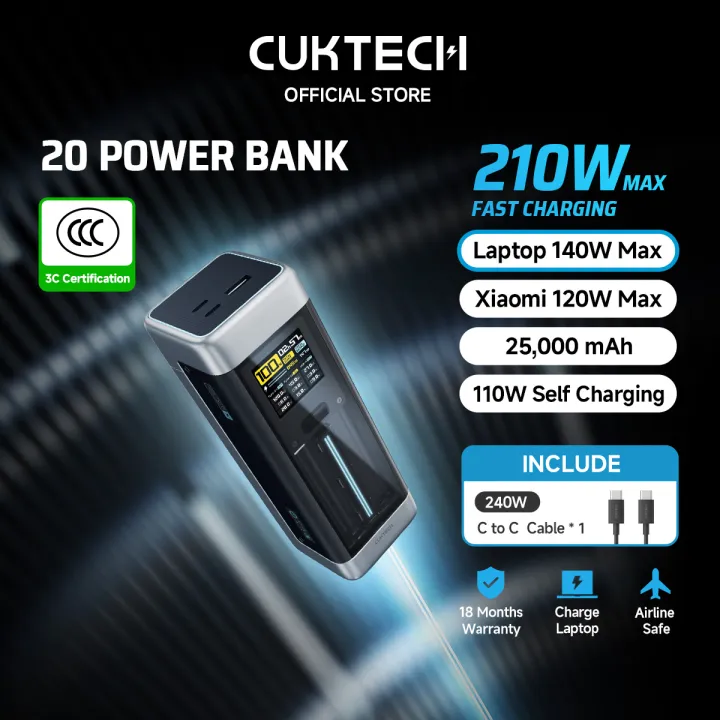 %E3%80%903C%20Certificatioin%E3%80%91CUKTECH%20210W%20Fast%20Charging%2025000mAh%20Powerbank%20Xiaomi%20120W%20Max%20Samsung%2045W%20iP16/15/14%20%20Laptop%20&%20Phone%EF%BC%8820%20Power%20Bank%EF%BC%89%20-%20Image%202