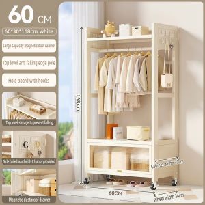 Metal Clothes Rack With Cabinet Heavy Duty Bedroom Clothes Hangers Rack Multifunctional Coat Rack