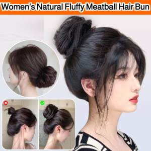 Real Hair Bun Wig Donut Style Wig Flower Bud Head Full Real Hair Low Bun Womens Natural Fluffy Meatball Hair Bun