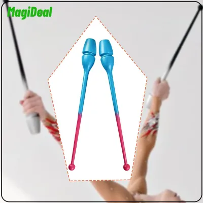 MagiDeal 2 Pieces Connectable Rhythmic Gymnastics Stick Clubs Easy to Control Gymnastics Training Equipment Portable for Stage Show 35cm