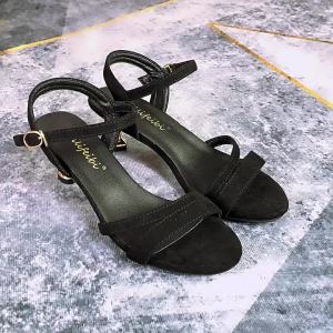 [Free Shipping] Genuine Soft Leather 3cm Womens Sandals New Versatile Fashion Ins Trend High Heels Womens Non-Slip Thin Heels
