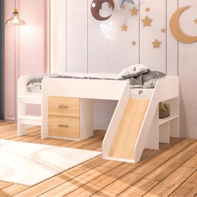 Furniture Direct ERSA Mid Sleeper Bed With Desk-White+Grey loft bed double decker