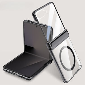 Transparent Acrylic Plating magnetic Case for Samsung Galaxy Z Flip 7 8 Flip7 Flip8 Hinge Protection Screen Protector Cover