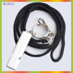 RUASA Hợp kim nhôm phẳng đôi ống còi chuyên nghiệp với dây thừng cầm tay ngoài trời công cụ còi sinh tồn