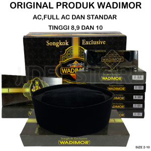 Songkok Wadimor ORYGINAL KUALITAS SUPER OFFICIAL AC Non AC Tinggi 8 9 10 Peci Hitam Polos Beludru Pigeon / Kopiah Anak Dewasa / Kopyah Santri / Kopiyah Presiden President Sultan / Kupiah Nasional Murah / Kopeah Awing Atlas Terlaris Terbaik Terbaru