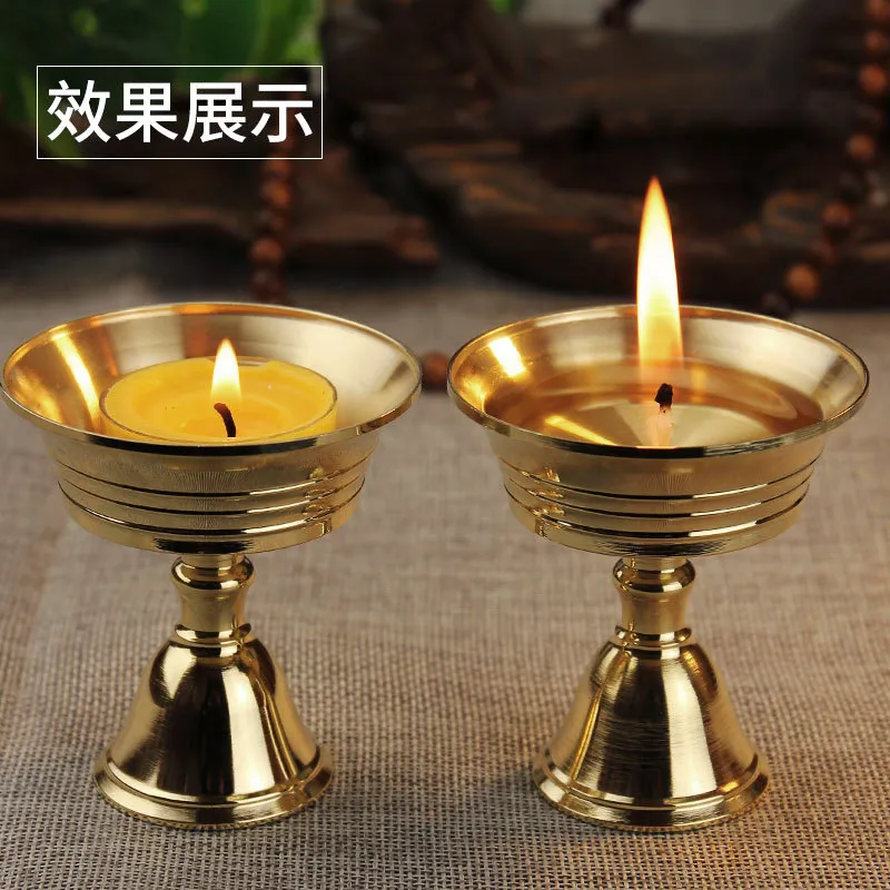 酥油灯灯座供佛酥油灯座纯铜家用佛堂寺庙供奉酥油灯底座可供1～4小时
