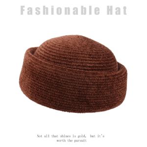 SHEBE668 Thanh lịch Mũ hộp Chenille Phong cách Pháp Mũ Fedora Mũ Beret Mũ tiếp viên hàng không đồng phục Mái vòm Mũ trang trọng Buổi trình diễn thời trang