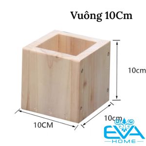 Chậu gỗ Vuông Trồng Cây  Chậu Gỗ Trụ Vuông Để Bàn  Hộp Gỗ Vuông Đựng Quà Trang Trí Decor Vuông 12 x 12 cm