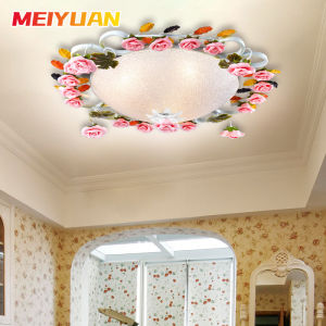 Free shipping Romantic rural iron rose ceiling light iron flower  lamp for room bedroom light study restaurant ceiling lamp