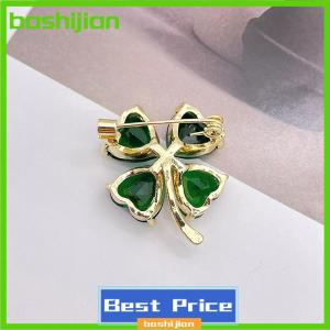 bashijian Lucky Four-leaf Clover Brooch French Retro Emerald Corsage Fixed Clothes Pin Buckle Lady Wedding Jewelry Accessories