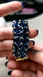 [D.T.C Crystals] Handmade Bracelet with Metallic Blue Swarovski Element Crystals