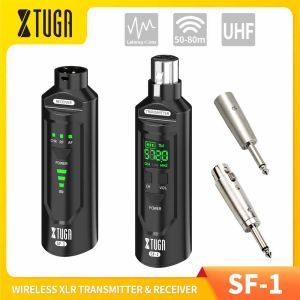 XTUGA SF-1 UHF Microphone Wireless XLR Transmitter and Receiver Rechargeable Wireless Guitar Transmitter Receiver System for Dynamic/Condenser Mic Audio Mixer Musical Instruments