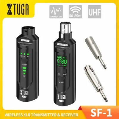 XTUGA SF-1 UHF Microphone Wireless XLR Transmitter and Receiver Rechargeable Wireless Guitar Transmitter Receiver System for Dynamic/Condenser Mic Audio Mixer Musical Instruments