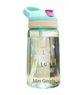 MAS GOODS Straw Bottle Tumbler 450ml cute cartoon water cup for baby kids kindergarten pupil student
