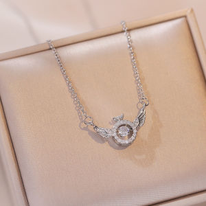 Ladamas Kalung Titanium Liontin Sayap Bidadari Dengan Permata Berkilau Bisa Bergerak KT54