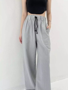 ALOHA Cherish Pants 705 | Celana Panjang Wanita Highwaist Pinggang Karet | Long Straight Linen Pants