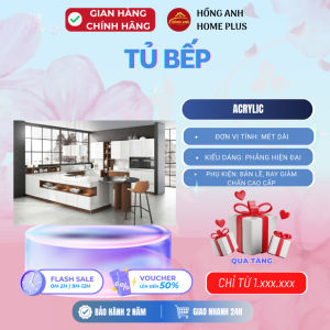 Tủ bếp Hồng Anh cánh acrylic được thiết kế hiện đại tích hợp đầy đủ phụ kiện đáp ứng nhu cầu
