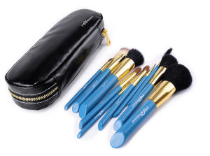 Lady Q Professional ชุดแปรงแต่งหน้า 10 ชิ้น STBA10b1 ขนแปรงเนียนนุ่ม แน่นหนา คุณภาพดี สีติดง่าย ไม่หลุดร่อน น้ำหนักเบา พร้อมซองกระเป๋าหนังแท้ แสนคุ้มค่า!!! - สีดำ