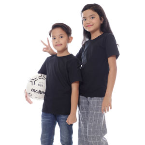 Kaos Polos Anak Oneck Lengan Pendek Bahan Katun Combed 30s Warna Hitam Solid