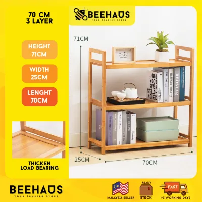 BEEHAUS 3/4/5 Tiers Bamboo Multipurpose Rack | Book Shelf Shelves Storage Rack Home Living Office Living Room Rack | Rak Serbaguna Buluh