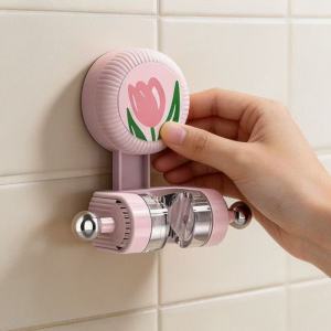 Suction Cup Tulip Shower Head Holder Wall-Mounted Adjustable Bracket No-Drill Removable Stand with 360° Rotation Strong Load Capacity for Bathroom Storage