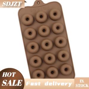 SDJZT 3D Donut Silicone Gummy khuôn 15 khoang Donut Nhẫn Maker sô cô la kẹo Cookie khuôn dụng cụ nhà bếp
