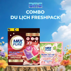 Combo Du Lịch FreshPack: Túi Viên Giặt Hương Đắm Say + Dây Nước Xả Hương Coco (10 Gói)