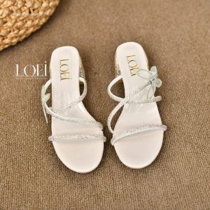 LOEI Fairy Heels Princess Kupu-kupu Wanita Sepatu Hak Tali Korean Shimmer Look Mewah Butterfly 1414