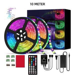 strip lampu 5050RGB 15 meter Papan telanjang + musik 44IR + catu daya/Pencahayaan Pesta/Rumah