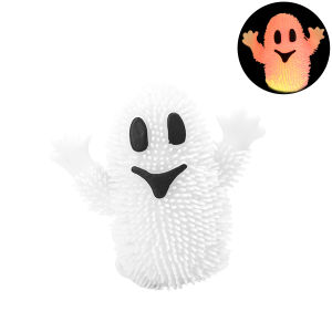 2Pcs Glow Halloween Fluffy Ball TPR Material Ghost/Pumpkin LED Light Up Toy 8/9cm Soft Squeeze Stress Relief Toys for Party Favors