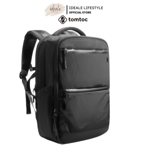 tomtoc TechPack-T73 X-Pac 28L Travel Laptop Backpack Fits Up to 16" Laptop Water-Resistant Business Travel Backpack with Tech Compartment YKK Zippers Black
